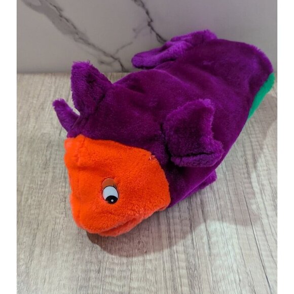 vtg Plush Fish Hand Puppet Stuffed Toy Purple Orange Green Pretend Play 16 VBS - Picture 4 of 8